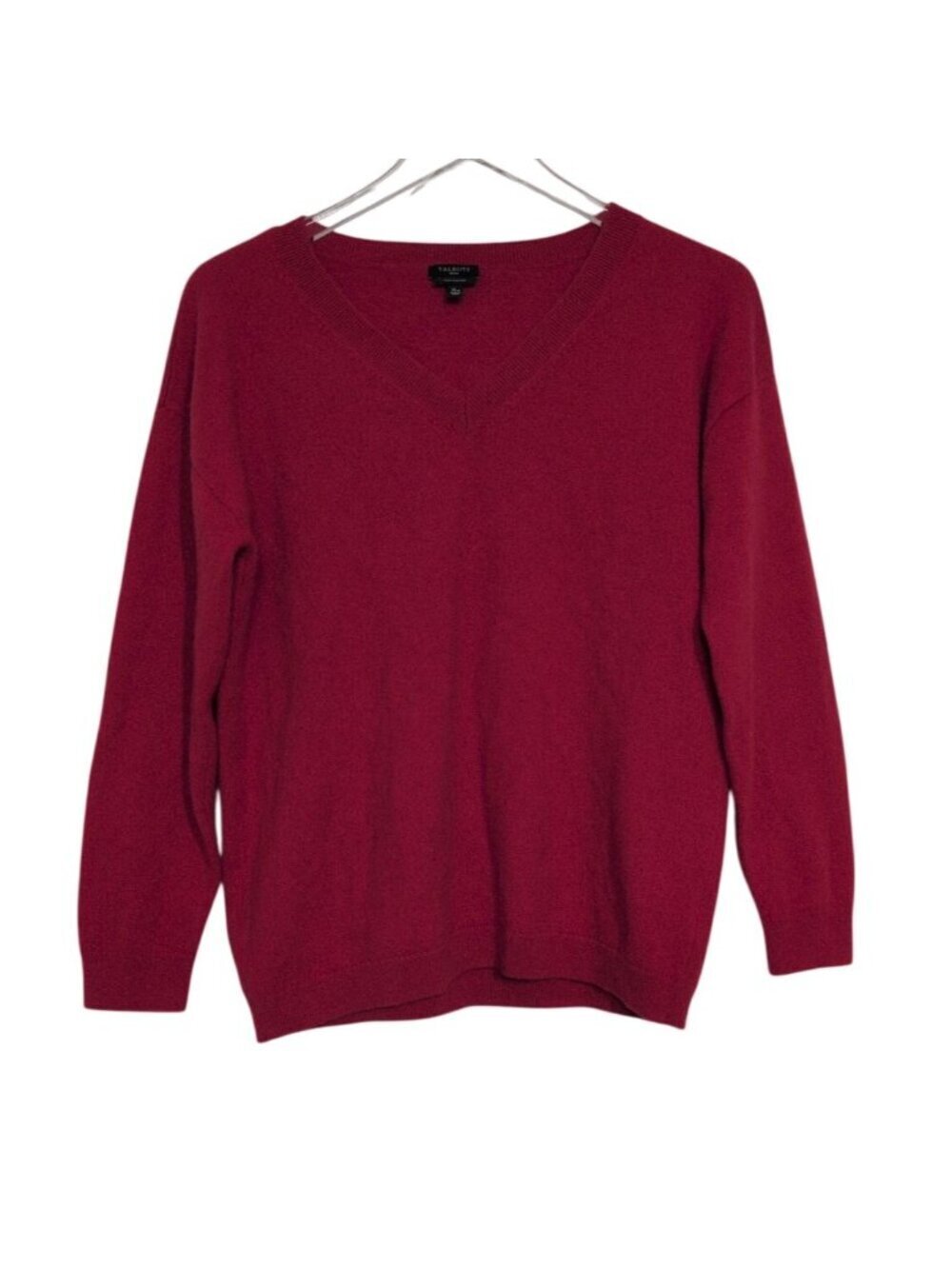 Talbots 100% Cashmere Sweater Womens Petite Size XL Red Knit Lightweight V Neck